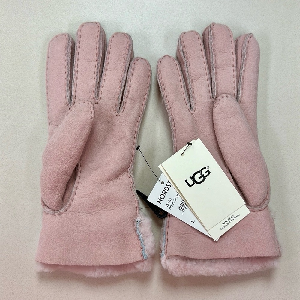 🔥🔥🔥NEW UGG Classic Tasman Genuine Leather Shearling Pink Gloves